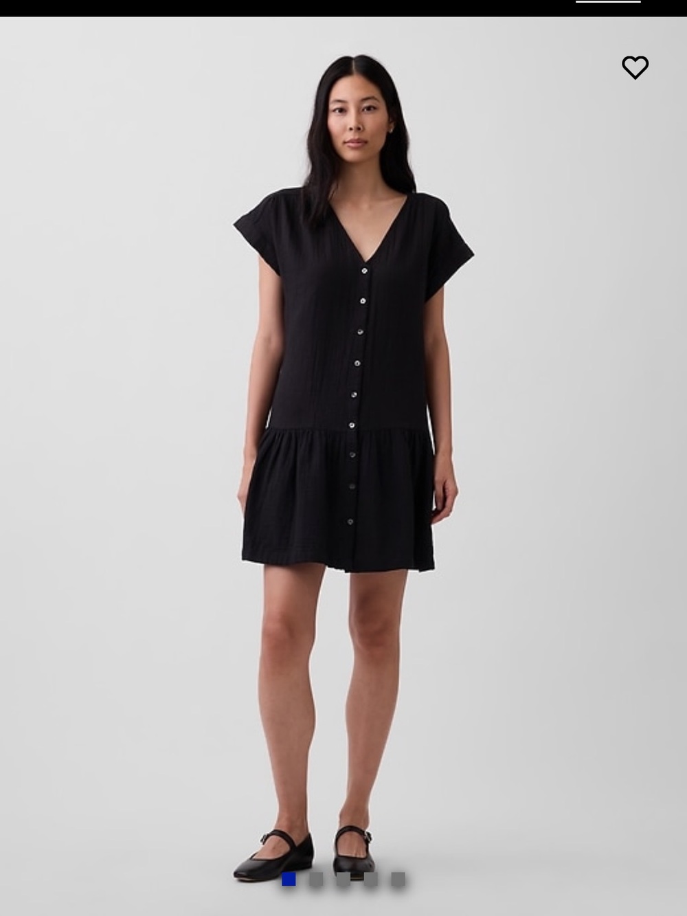 GAP Black Button-Front Mini Dress